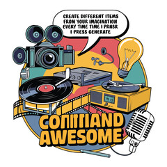 2d vector illustration t shirt design print with lettering and element 
