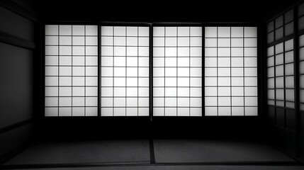 black and white japanese shoji with tatami