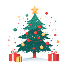 2D flat Christmas vector illustration, isolated on a white background.