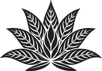 Ornate Black and White Leaf Design