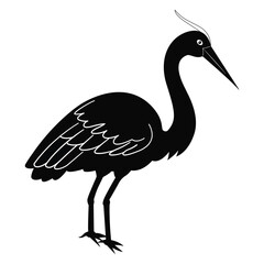   heron silhouette vector art white background
