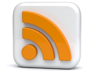 Orange RSS icon on white button