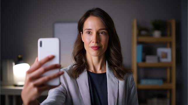 selfie, smartphone, woman, african, american, happy, smiling, video, call, mobile, phone, technology, communication, social, media, online, casual, comfortable, home, indoor, bright, natural, light, p