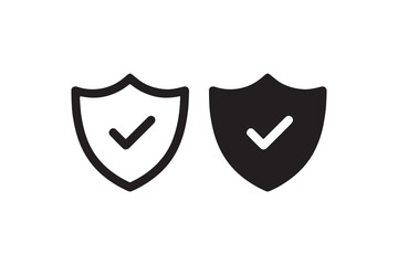 Black and white shield icons with check marks indicating security and approval.