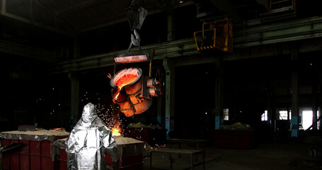 The molten metal is poured into. Melting furnace for cast iron and steel and liquid metal.
