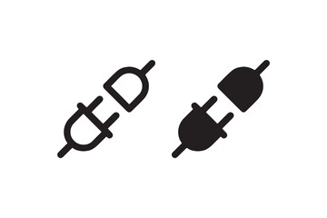 Minimalist black power plug icons on white background.
