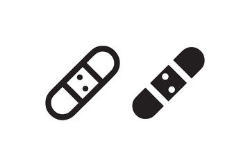 Two medical bandages icon in black and white design.