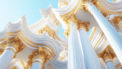 Obraz premium Golden Columns with Palace Architecture.