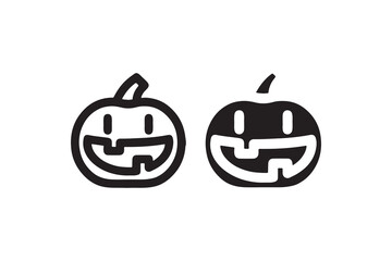 Black and white smiling pumpkin jack-o'-lantern faces for halloween.