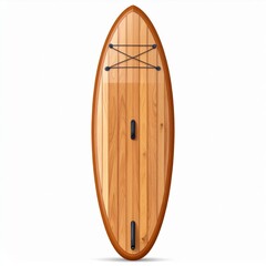 Brown Wooden Stand Up Paddleboard on White Background