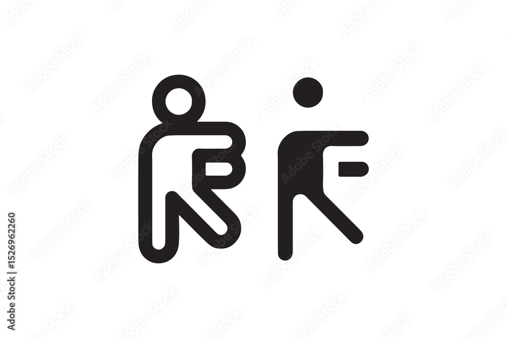 Poster simple minimalist pictogram depicting interaction between figures.