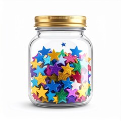 Glass Jar Filled with Colorful Glitter Stars