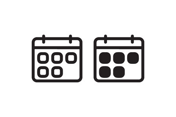 Simple black and white calendar icons representing different months.