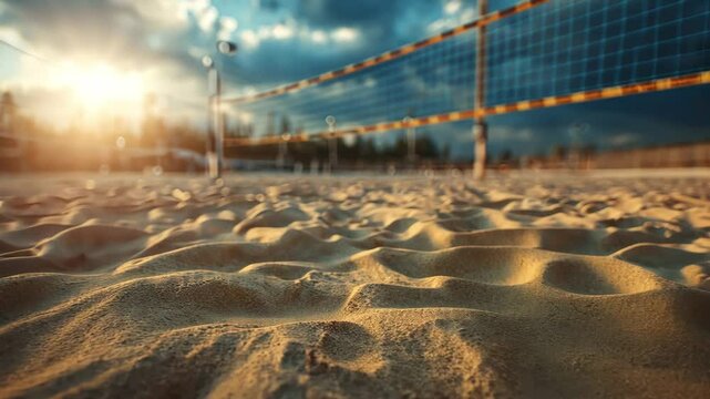 Footprints on Sandy Beach at Sunset