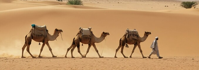 camels in the desert