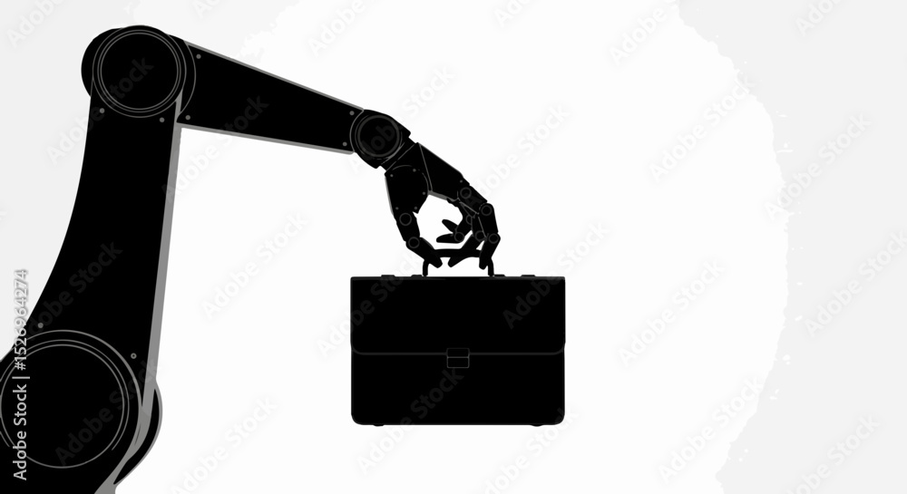 Poster robotic arm holding a briefcase automation and business concept with a modern minimalist style and h