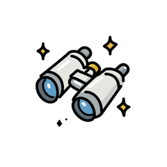sparkling binoculars isolated on white background