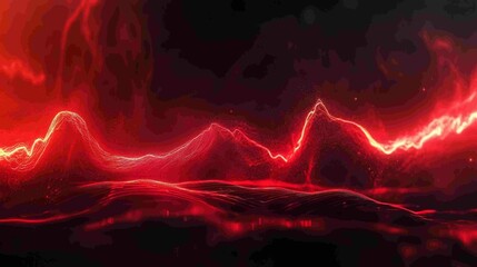 "Vibrant red heartbeat waveform glowing against dark background, dynamic futuristic visual