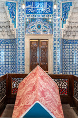 Suleyman the Magnificent tomb interior view. Kanuni Sultan Suleyman