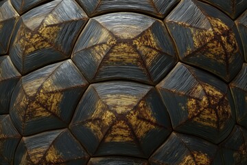 Extreme close-up of a tortoise shell showing intricate, textured scales with earthy brown and golden tones. Highlights nature’s patterns and is ideal for biological, natural, or abstract design uses.