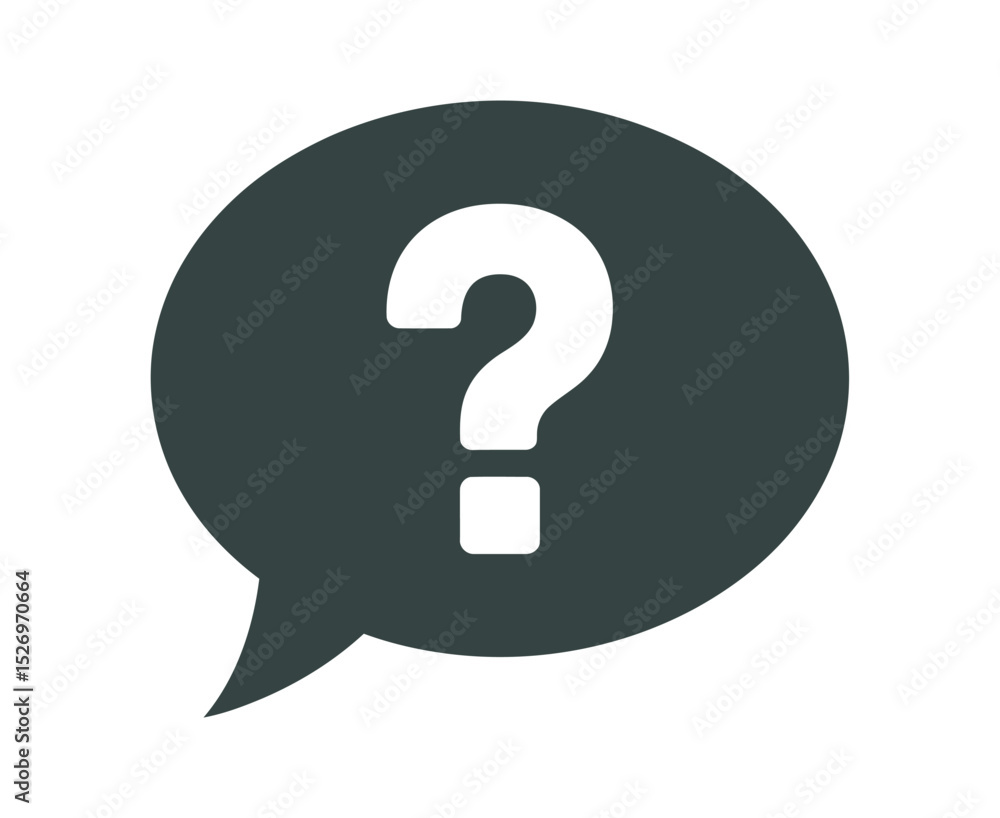 Poster question mark in speech bubble icon for communication and inquiry asking questions and seeking answe