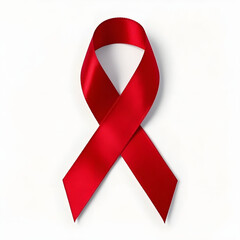 Red awareness ribbon isolated on white background