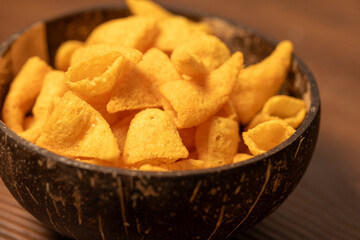cone shaped corn chips in bowl