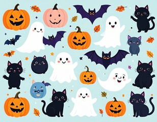 Halloween icons perfect for printing stickers 