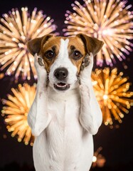 Adorable dog reacting to fireworks