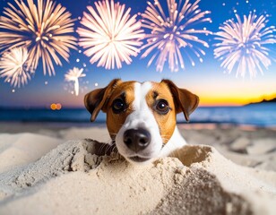 Adorable dog reacting to fireworks