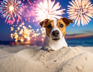Adorable dog reacting to fireworks