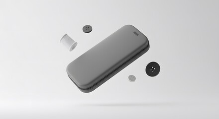 Grey Zippered Case with Sewing Kit Accessories: Minimalist Product Photography