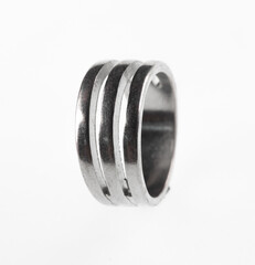 silver simple wedding ring isolated on white background