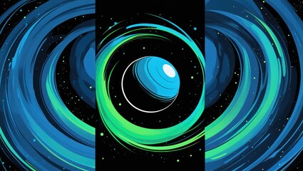 Cosmic swirls around a vibrant blue planet