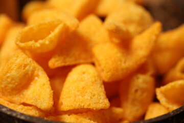 cone shaped corn chips in bowl