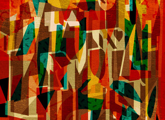 Skyline Chant. Colorful abstract geometric texture inspired by urban architecture and bold street art © Sunbeat Studio