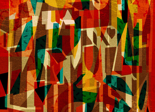 Skyline Chant. Colorful abstract geometric texture inspired by urban architecture and bold street art