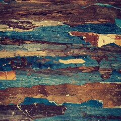 Digital collage of natural textures (corroded wood, dry leaves, peeling paint) layered over faded colors (teal, rusty brown)