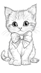 coloring page Cute Kitten Sitting with a Big Bow