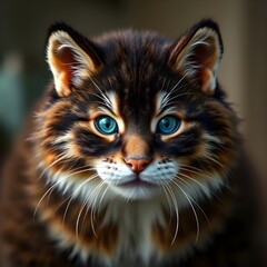 Fototapeta premium Close-up of a fluffy brown and orange striped cat