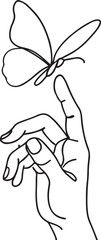 Hand Holding Butterfly – One Stroke Modern Art

