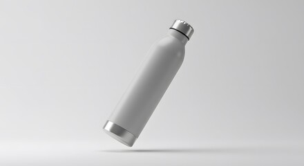 Elegant White Insulated Water Bottle Mockup for Branding and Advertisement