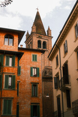 Obraz premium June 2025, a small side street in Verona, Italy with incredible colors
