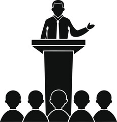 people giving speech silhouette vector illustration
