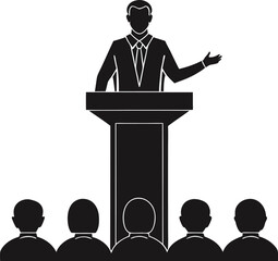 people giving speech silhouette vector illustration