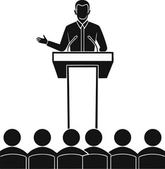 people giving speech silhouette vector illustration