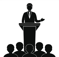 people giving speech silhouette vector illustration