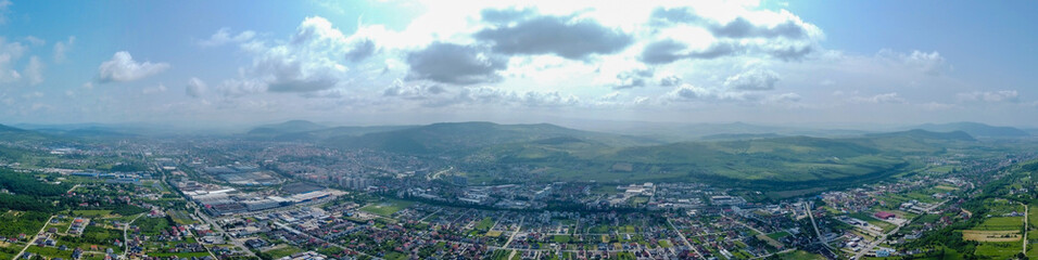 Bistrita city in Bistrita Nasaud county - Romania seen from above