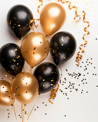 gold and black celebration new year balloons background