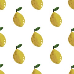 Obraz premium Seamless pattern with cartoon lemons. Colourful illustration flat style. hand drawing. design for fabric, textile, print, wrapper